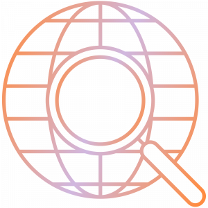 globe logo with magnifying glass